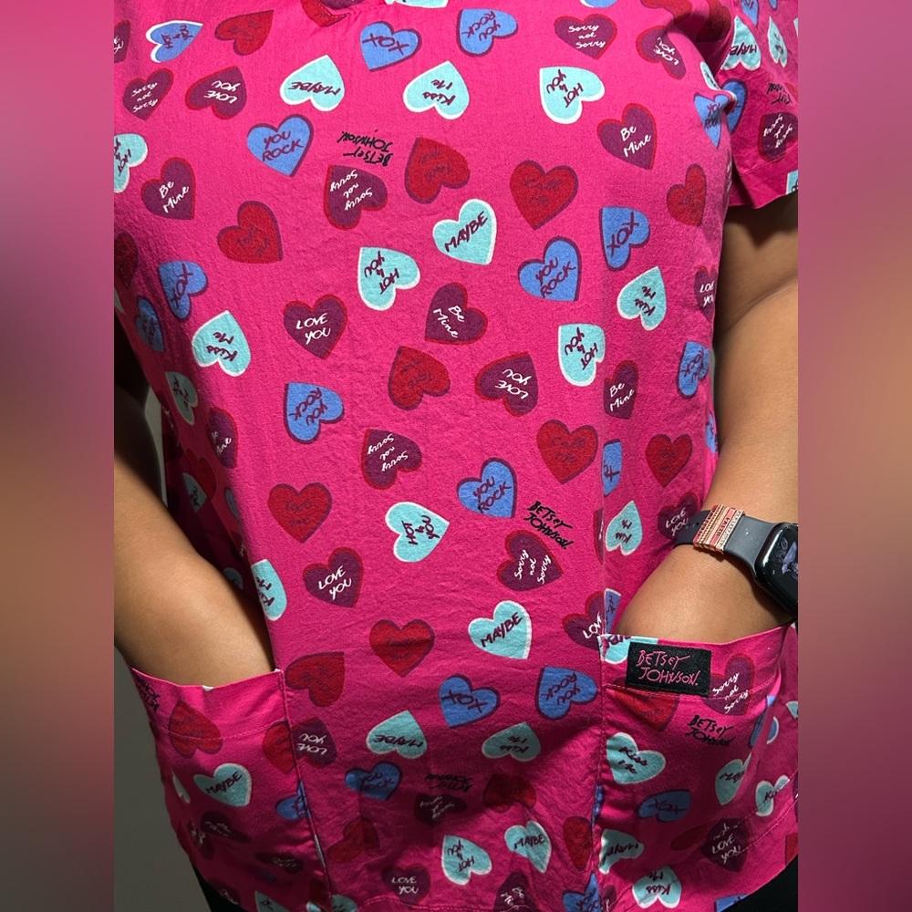 Betsey Johnson Pink Top with Heart Pattern